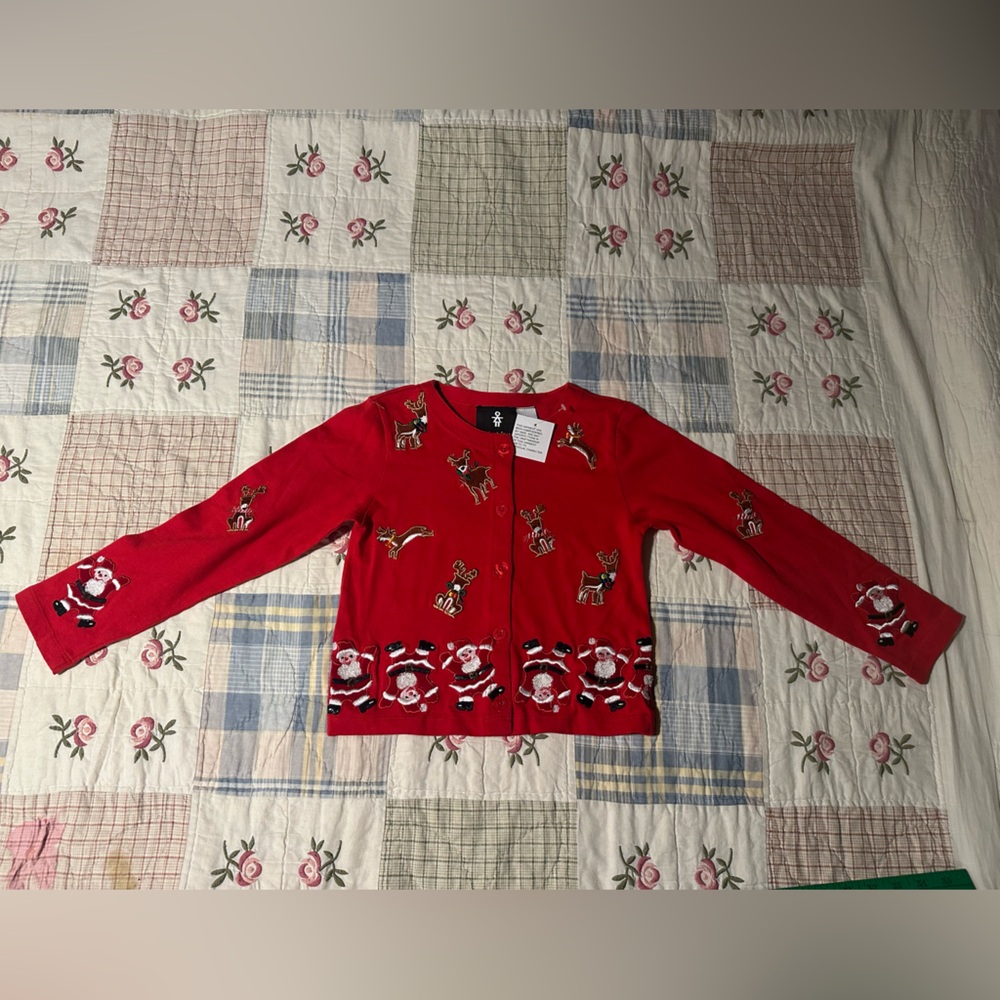 NWT Michael Simon Reindeer girls top 4T Hand